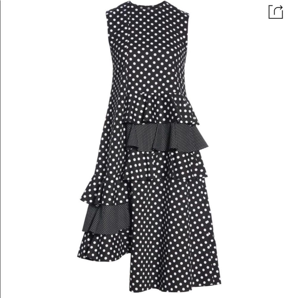 PASKAL Frilled Asymmetrical Polka Dot Dress - Picture 5 of 9